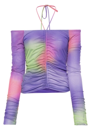 Emporio Armani camouflage-pattern mesh jumper - Purple
