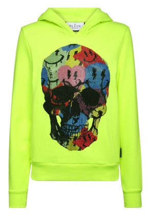 Philipp Plein skull-print cotton hoodie - Yellow