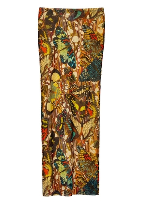 Jean Paul Gaultier Papillon butterfly-print maxi skirt - Yellow