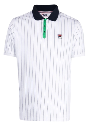 Fila logo-patch pinstripe polo shirt - White