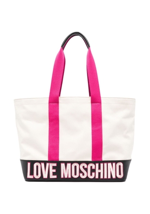 Love Moschino logo-embroidered colour-block tote bag - Neutrals