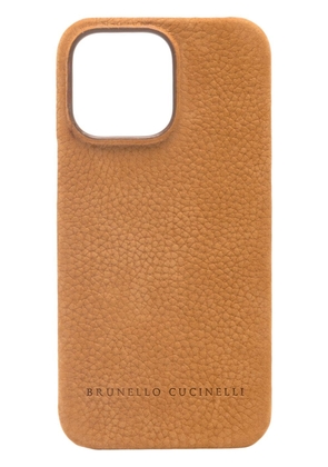 Brunello Cucinelli grained-leather iPhone 14 Pro Max case - Brown