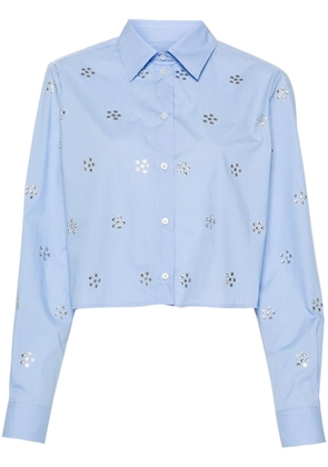 MSGM crystal-embellished cropped shirt - Blue