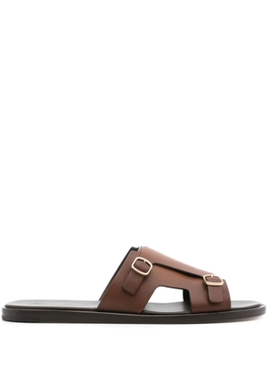 Santoni double-buckle leather sandals - Brown