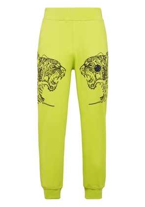 Plein Sport tiger-print cotton track pants - Yellow