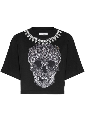 Philipp Plein baroque skull cropped T-shirt - Black