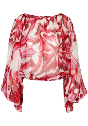 Dolce & Gabbana Majolica print silk blouse - Red