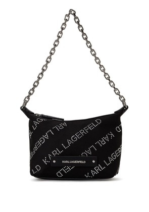 Karl Lagerfeld mini Essential crystal-embellished shoulder bag - Black
