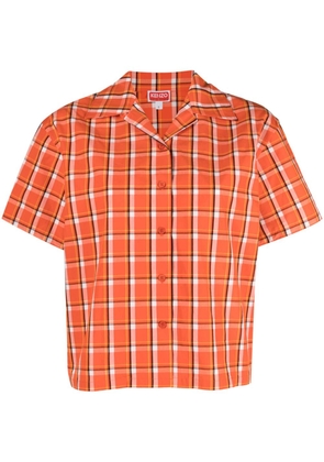 Kenzo short-sleeve checkered buttoned shirt - Orange