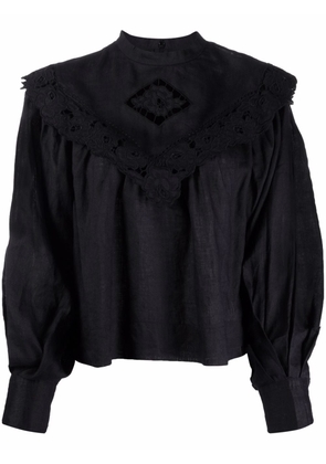 MARANT ÉTOILE cut-out ruffle-trim blouse - Black