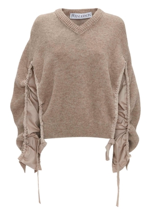 JW Anderson panelled-sleeve ribbed jumper - Neutrals