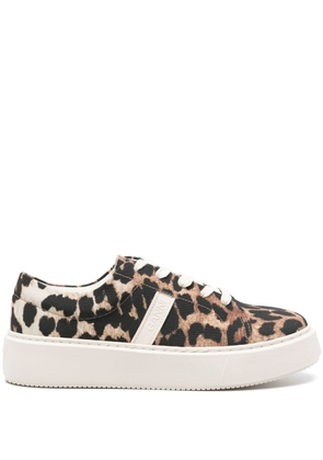 GANNI leopard-print flatform sneakers - Brown