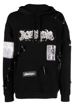 Moschino safety-pin cotton hoodie - Black