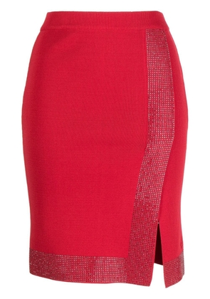 Karl Lagerfeld rhinestone-embellished knit skirt - Red