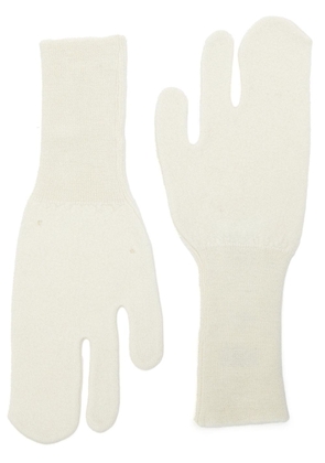 MM6 Maison Margiela ribbed-knit wool gloves - White