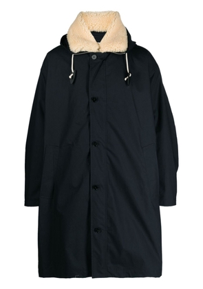 Jil Sander shearling-collar button-up coat - Black