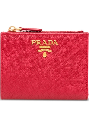 Prada logo-plaque square wallet - Red