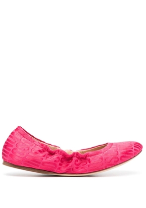Moschino logo-jacquard satin ballerina shoes - Pink