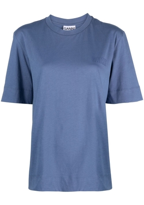 GANNI logo-print crew-neck T-shirt - Blue