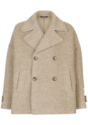 Dolce & Gabbana double-breasted brushed peacoat - Neutrals