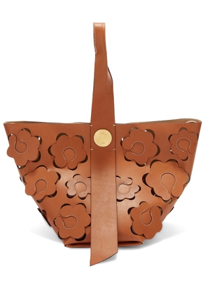 Jil Sander medium Twisted Hobo floral-cut leather bag - Brown