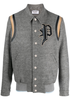 Philipp Plein logo-appliqué cotton bomber jacket - Grey