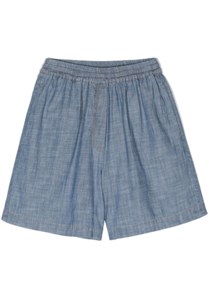 Semicouture elasticated-waist chambray shorts - Blue