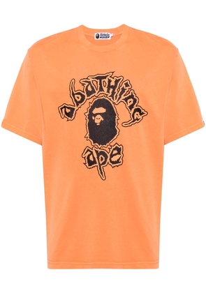 A BATHING APE® logo-print cotton T-shirt - Orange