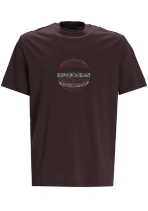 Emporio Armani logo-embossed cotton T-shirt - Brown