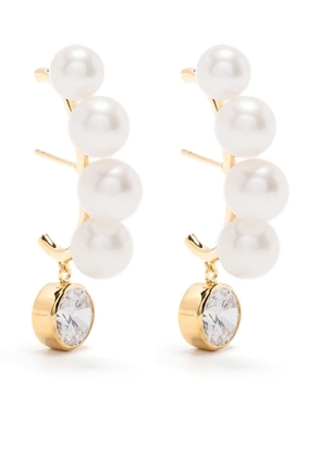 Completedworks gold vermeil Crumbs pearl and crystal climber earrings - White