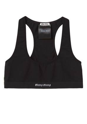 Miu Miu logo-print seamless sports bra - Black