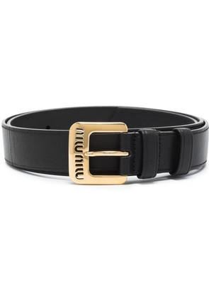 Miu Miu logo-embellished leather belt - Black