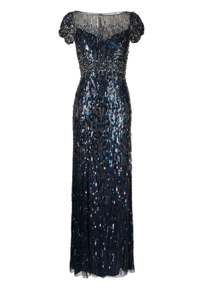 Jenny Packham sequinned crystal-embellished gown - Blue