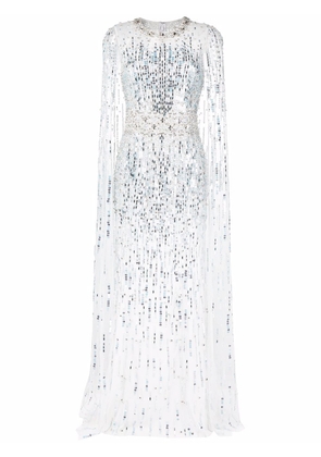 Jenny Packham Lux sequin-embellished cape gown - Grey