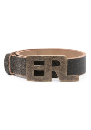 ERL logo-buckle leather belt - Black