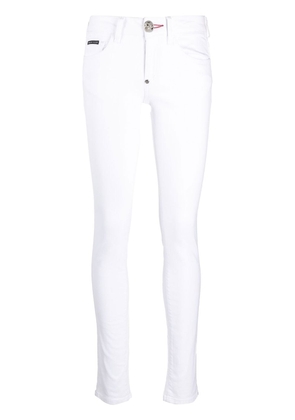 Philipp Plein hand-print skinny-cut jeans - White