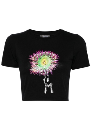 Mugler Anemone cotton cropped T-shirt - Black