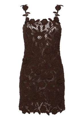 Blumarine floral-crochet cotton-blend minidress - Brown