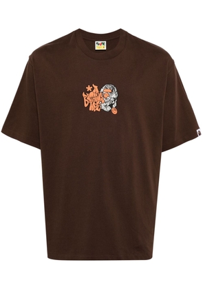 A BATHING APE® logo-print cotton t-shirt - Brown