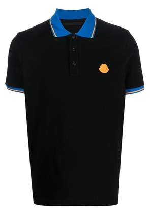 Moncler logo-patch cotton polo shirt - Black
