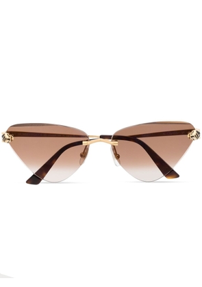 Cartier Eyewear panther-plaque cat-eye sunglasses - Brown