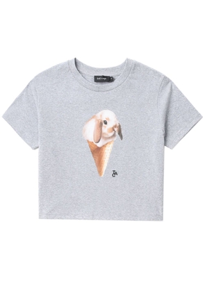 tout a coup rabbit-print crew-neck T-shirt - Grey