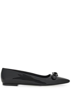 Ferragamo bow-detailing leather ballerina shoes - Black
