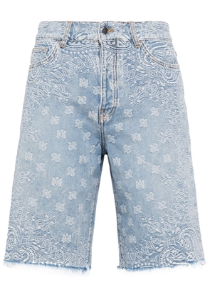 AMIRI bandana-jacquard denim shorts - Blue