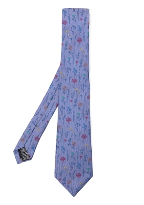 Paul Smith floral-embroidery silk tie - Blue