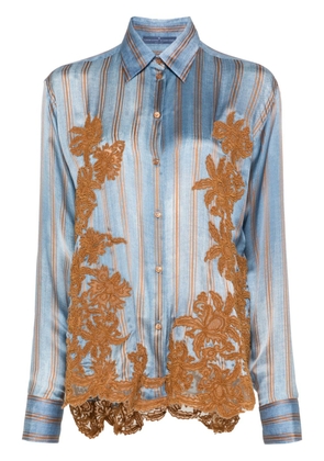 Ermanno Scervino floral-embroidered silk shirt - Brown
