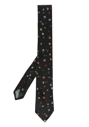 Paul Smith silk floral-embroidered tie - Black