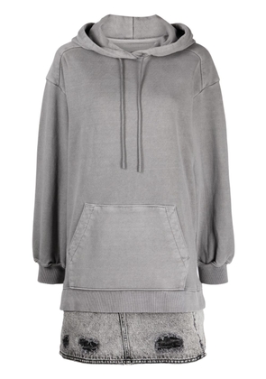 Juun.J distressed-effect hooded cotton minidress - Grey