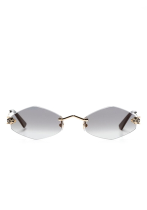 Cartier Eyewear Tiger Head-plaque geometric-frame sunglasses - Gold