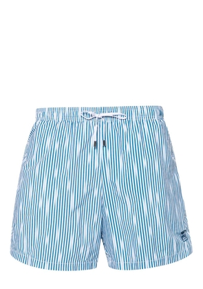 Corneliani logo-embroidered striped swim shorts - Blue